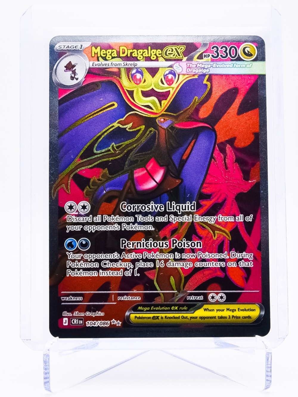 Pokemon Card Mega Dragalge 065/086 EX Double Rare Chaos Rising NM